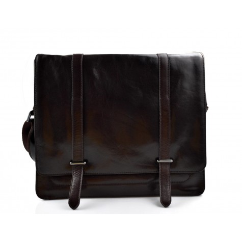 Sac messenger en cuir marron foncè homme famme cuir sac d'épaule bandoulière sac postier