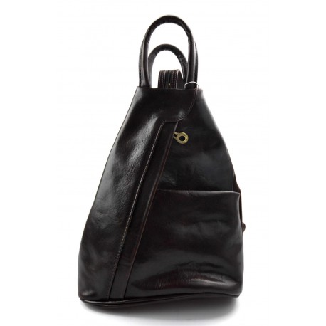 Bolso de cuero genuino mochila de hombre de piel mochila de mujer marròn oscuro