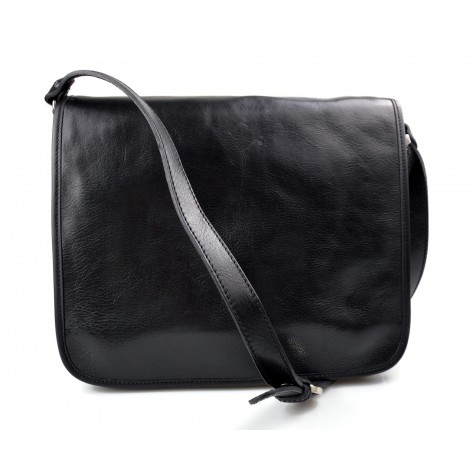 Bolso messenger de piel negro bolso de hombre piel bolso de mujer