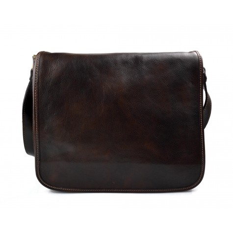 Bolso messenger de piel marron oscuro bolso de hombro mujer