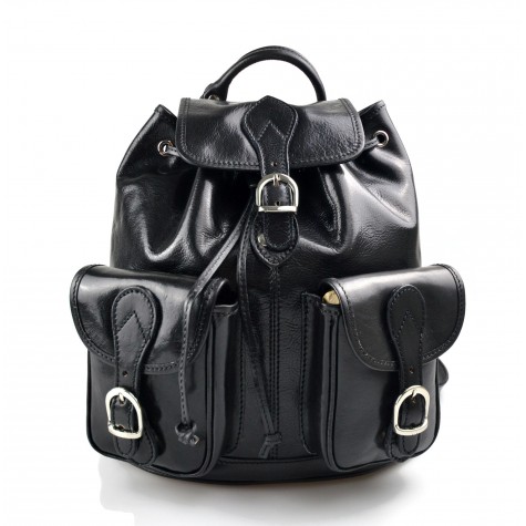 Sac à dos en cuir italien sac à dos en cuir homme femme noir sac à bandoulière