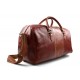 Mens leather duffle bag red honey shoulder bag travel bag luggage weekender carryon cabin bag