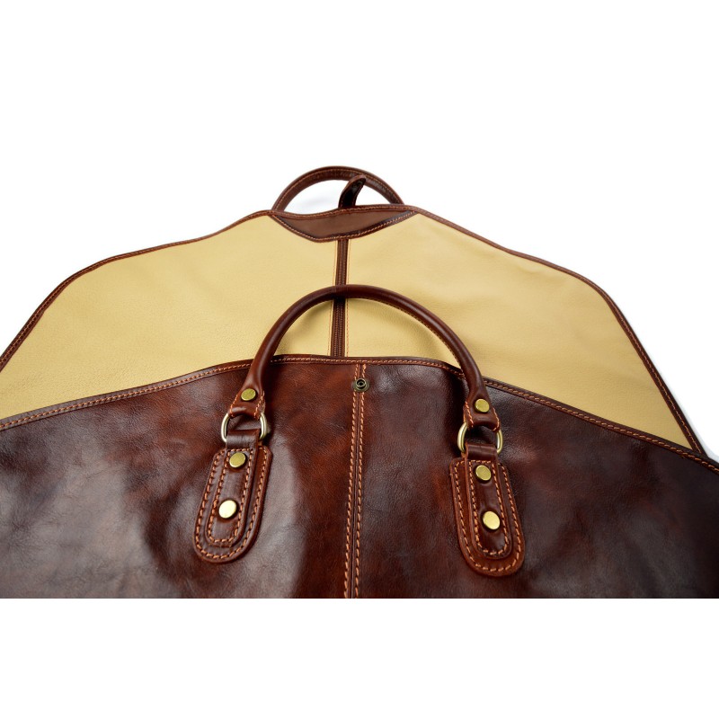 Porta abiti borsa da viaggio porta abiti in pelle borsa manici marrone