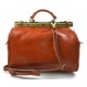 Ladies leather handbag doctor bag handheld shoulder bag honey made in Italy genuine leather bag