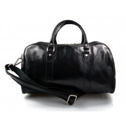 Leather duffle bag genuine leather travel bag overnight black