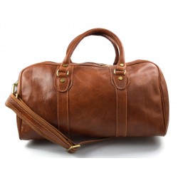 Leather duffle bag genuine leather travel bag overnight plain brown