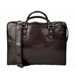 Leather shoulder bag leather messenger bag ipad laptop dark brown