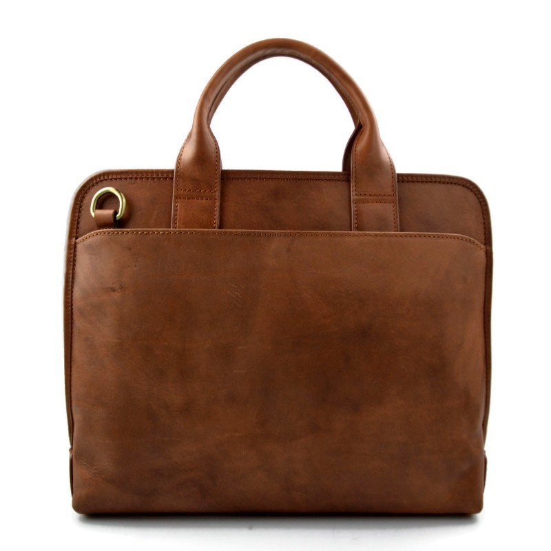 Vintage leather brown shoulder bag carry on bag messenger satchel