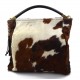 Cowhide pony fur tote bag pony fur hair bag natural fur animal print brown white cow fur shoulderbag leather handbag cow