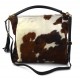 Cowhide pony fur tote bag pony fur hair bag natural fur animal print brown white cow fur shoulderbag leather handbag cow