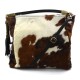 Cowhide pony fur tote bag pony fur hair bag natural fur animal print brown white cow fur shoulderbag leather handbag cow