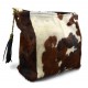 Cowhide pony fur tote bag pony fur hair bag natural fur animal print brown white cow fur shoulderbag leather handbag cow