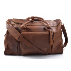 Travel bag leather travel duffle bag XXL big leather carry on hand held travel shoulder bag leather gym bag brown duffel