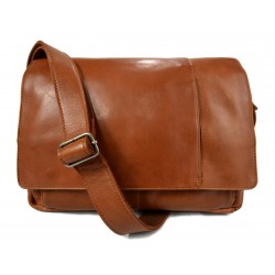 Genuine italian leather shoulderbag notebook messenger bag ipad laptop ladies men honey