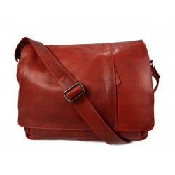 Genuine italian leather shoulderbag notebook messenger bag ipad laptop ladies men red